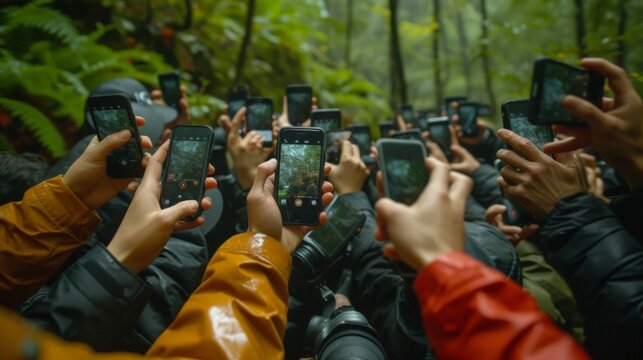 multiple people taking the same image with their cellphone