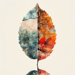 Symmetrical Leaf Art Collage

