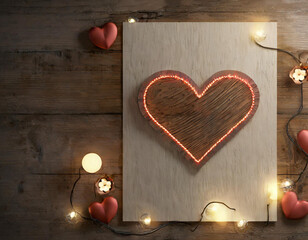 Visual created with love-themed hearts and lights, with a space in the middle for writing and notes.
