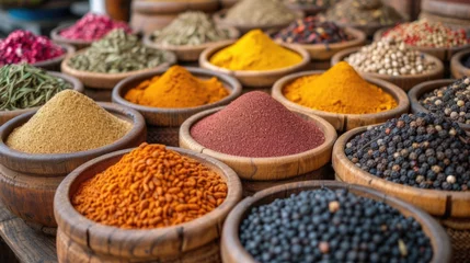 Foto auf Leinwand Grain spices and curry powder for sale at Darajani Market in Stone Town, Zanzibar © STORYTELLER
