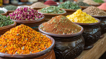 Grain spices and curry powder for sale at Darajani Market in Stone Town, Zanzibar