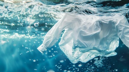 Fototapeta premium Ethereal White Clothing Submerged in Water. Generative ai