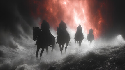 The four horsemen of the apocalypse - Armageddon - end of world - revelations - prophecy. - prepping - obrazy, fototapety, plakaty