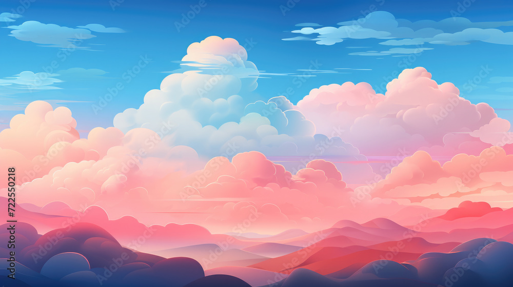 Poster scenic view of mountain range with clouds in sky. ideal for travel and nature-related projects