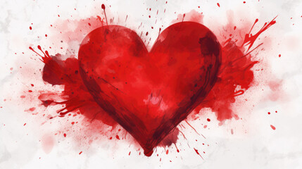 Red heart with blood splatters. Suitable for horror or Halloween themes - obrazy, fototapety, plakaty