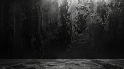 Black, dark and gray abstract cement wall and studio room , interior texture for display products. wall background. - obrazy, fototapety, plakaty
