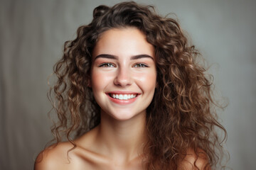 Stunning young woman with flowing, curly hair. Perfect for beauty and fashion related projects