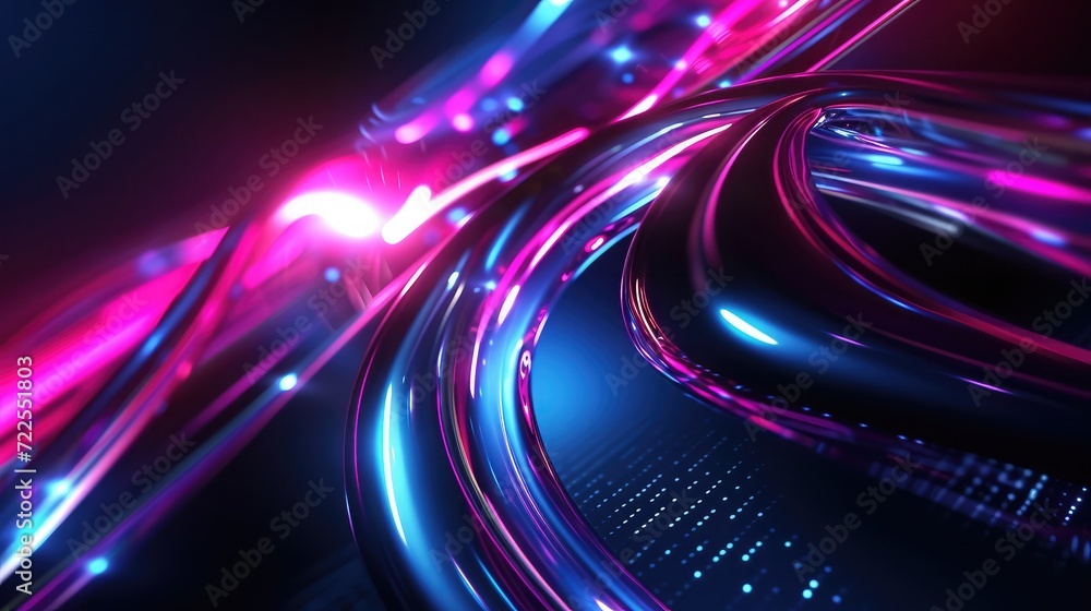 Poster colorful motion elements with neon led illumination. abstract futuristic background