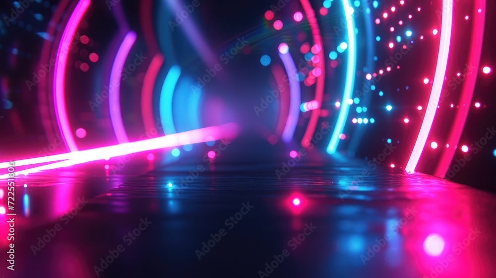 Poster colorful motion elements with neon led illumination. abstract futuristic background