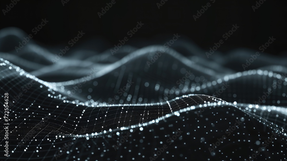 Poster wave of dots and weave lines. abstract background. network connection structure
