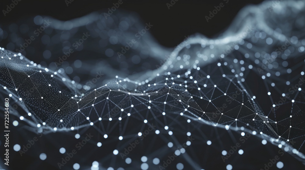 Poster wave of dots and weave lines. abstract background. network connection structure