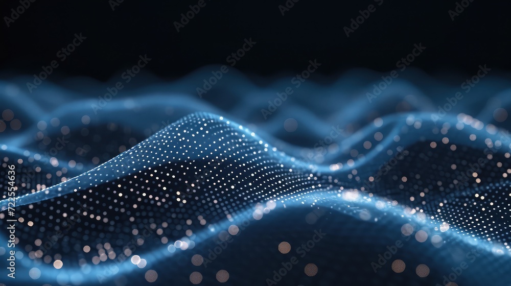 Poster wave of dots and weave lines. abstract background. network connection structure