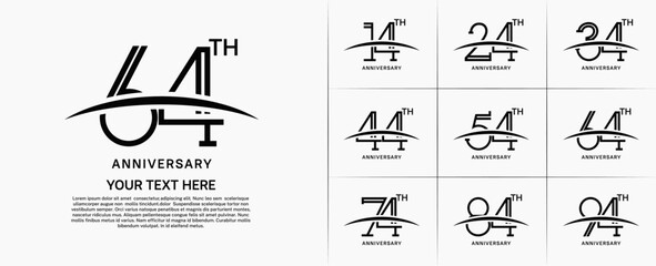 Fototapeta premium set of anniversary logotype black color with swoosh for special celebration event