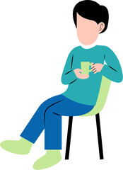 Man Drinking Coffee On Chair