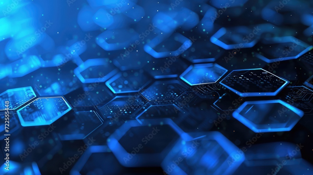 Aufkleber abstract blue technology hexagonal background
