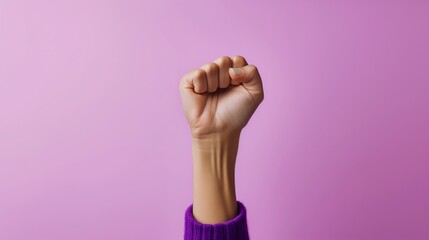 Raised fist: Feminist Unity in Raised Hands. feminism concept