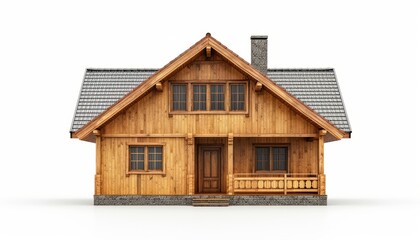 simple wooden house isolated on white background