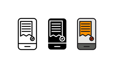 Three phone variations with check mark on receipt, suitable for digital or online payment concepts in graphic design projects.