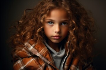 A portrait of a beautiful young girl with curly hair. Beauty, fashion.