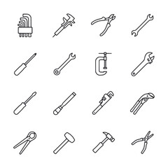 Set of tools for construction icon for web mobile app simple line basic design