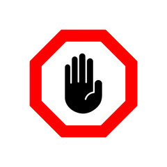 Stop icon vector. stop road sign. hand stop icon vector