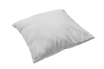 Decorative white rectangular pillow for sleeping and resting isolated on white, transparent background, PNG. Cushion for home interior decor, pillowcase mockup, template for design.