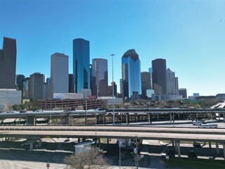 Fototapeta na wymiar Houston skyline drone