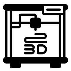 3D Printer Glyph Icon Design Vector