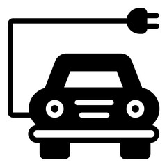 Electric Car Glyph Icon Design Vector