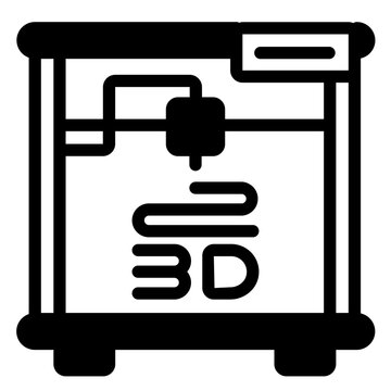 3D Printer Glyph Icon Design Vector