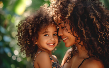 happy mother and daughter portrait