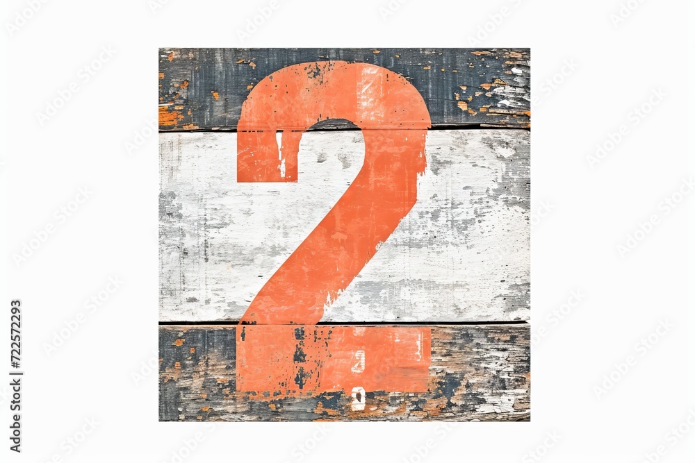 Poster white background with letter 2 minimalist design element for graphic design and typography
