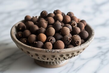 allspice in a bowl on a marble table