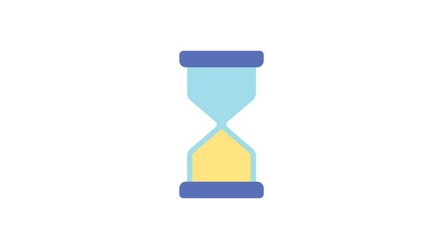 flat hourglass design being animated video, glossy hourglass animation motion graphic video vector illustration