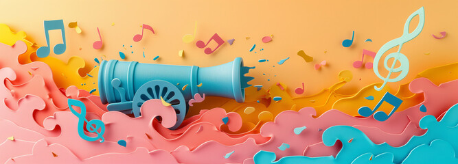 Cannon with notes popping out of it