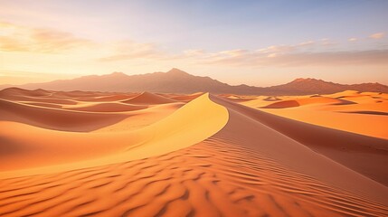 A desert landscape with vast yellow sands.