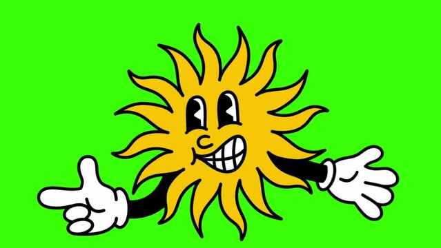 Cartoon Sun Giving Finger Guns and Winking Animation