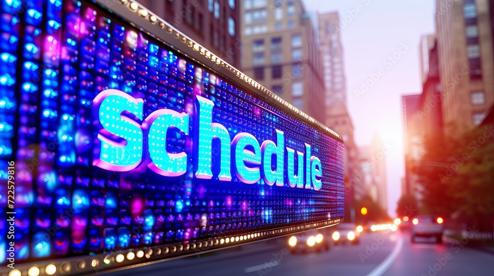 Poster interactive holographic schedule icon with shining display air broadcasting technology