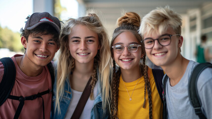Fototapeta premium Group of Young People Standing Together at a Park