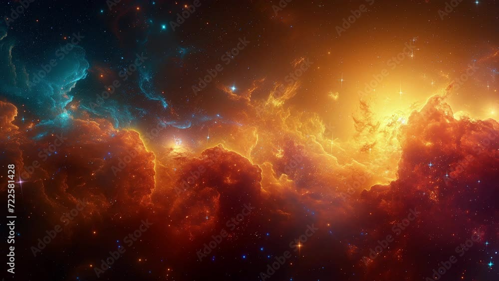 Wall mural abstract space animation with stars, constellations and nebulae. shining stars of the galaxy. high q