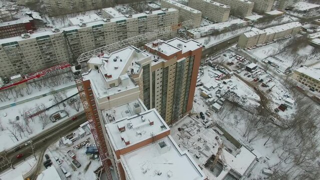 Construction site of dwelling complex Yauza Park near street