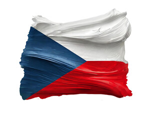 Representation of the flag of the Czech Republic, made with brush strokes of the representative colors of the flag, on a transparent background