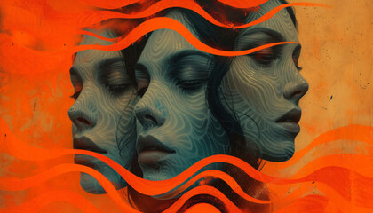 Different parts of self, integration, bipolarity concept illustration. 