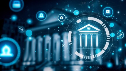 Holographic banking icons in the air, creating an interactive and captivating visual display.