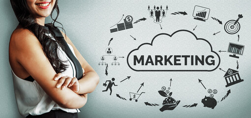 Digital Marketing Technology Solution for Online Business Concept - Graphic interface showing...