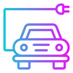 Electric Car Gradient Icon Design Vector