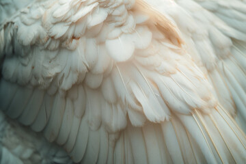 Close-up of White Birds Wing Feathers
