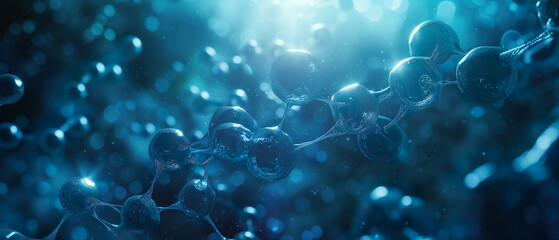 Fototapeta na wymiar Medical technologies of the future, molecules under a microscope, medical web banner