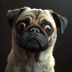 驚いたトイプードル犬の顔(正面,背景無し,白背景) - obrazy, fototapety, plakaty
