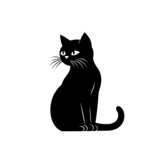 Sleek and Mysterious Black Cat Icon Illustration
